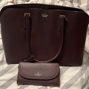 Kate Spade tote and bag in deep berry color